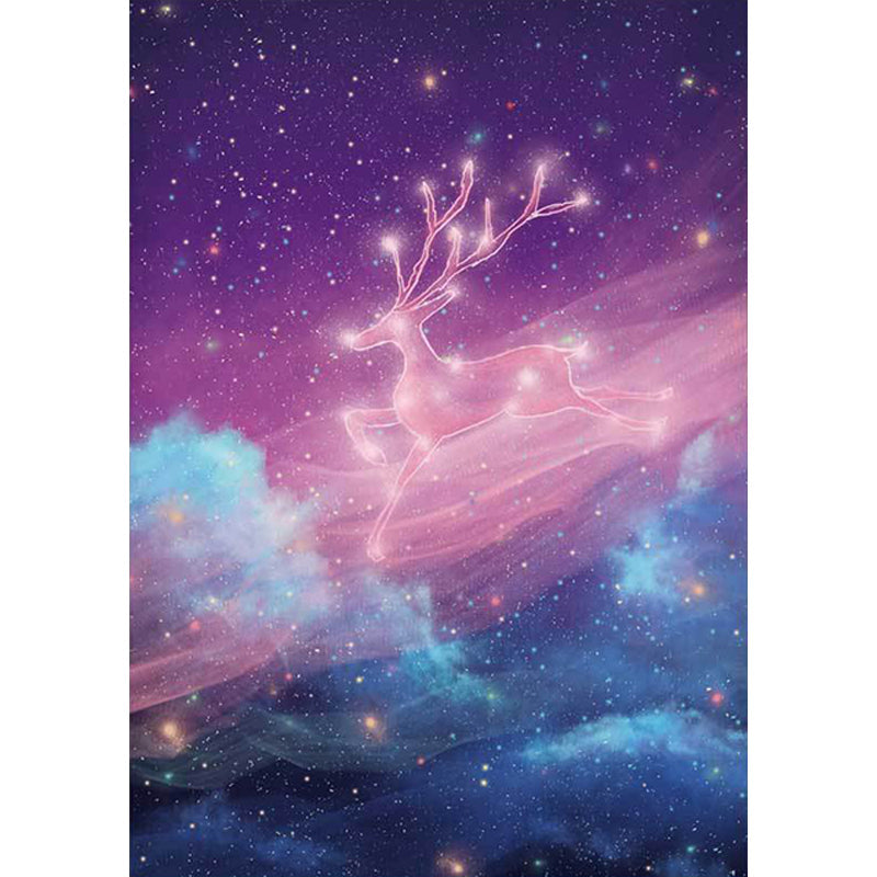 BowLift | Unique Kids Rug in Purple Fairy Deer Galaxy Pattern Rug Polyester Non-Slip Back Rug for Children's Room