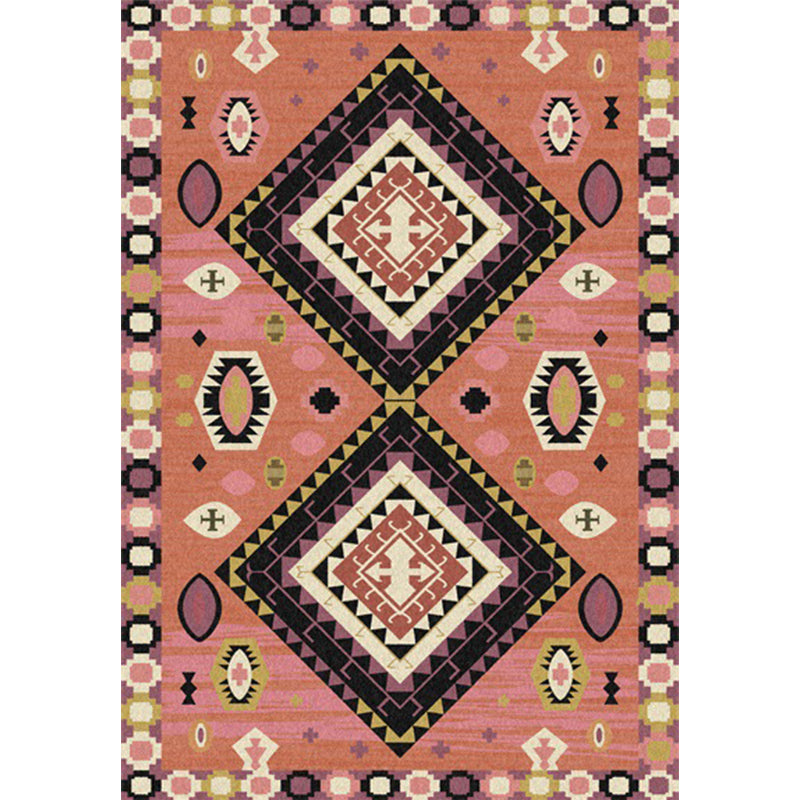BowLift | Brown Tribal Carpet Polyester Geometric Pattern Carpet Washable Non-Slip Back Carpet for the Living Room