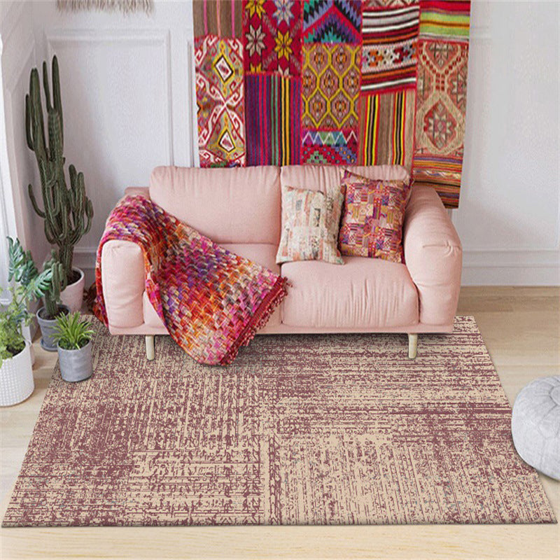 BowLift | Vintage abstract rug Red Shabby Chic rug Polyester washable non-slip back rug for living room