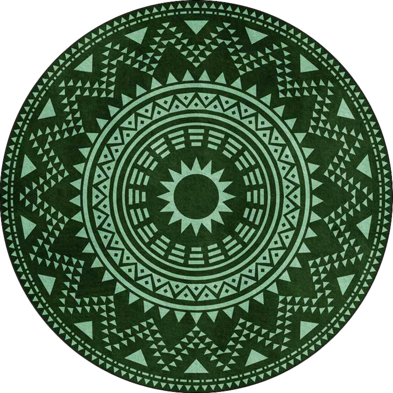 BowLift | Blue and green southwest rug Polyester geometric pattern rug washable non-slip backing rug for living room