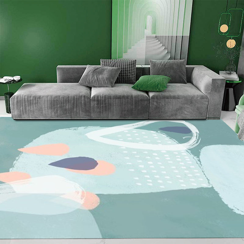 BowLift | Green Bedroom Carpet Novelty Color Block Watercolor Painting Pattern Carpet Polyester Non-Slip Back Carpet