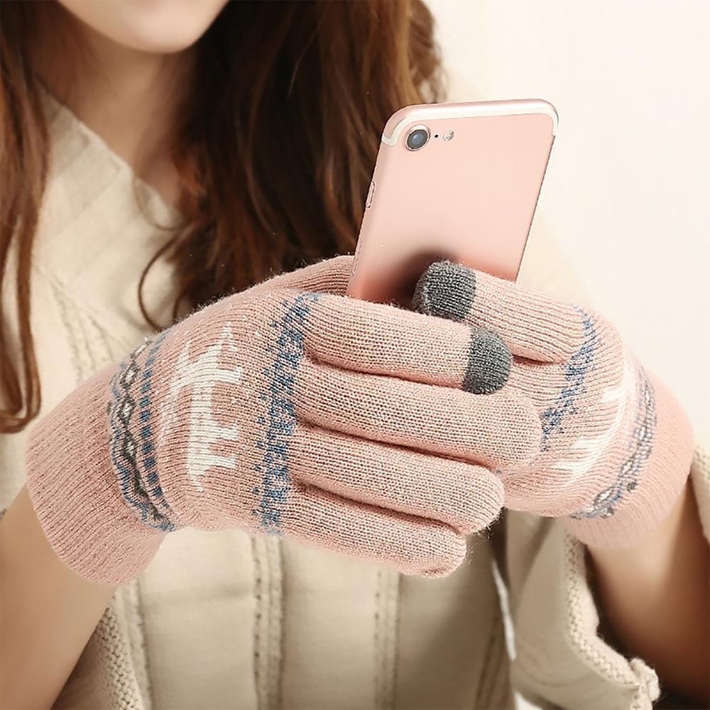 BowLift | Elk Snowflake Printed Knitted Touchscreen Glove