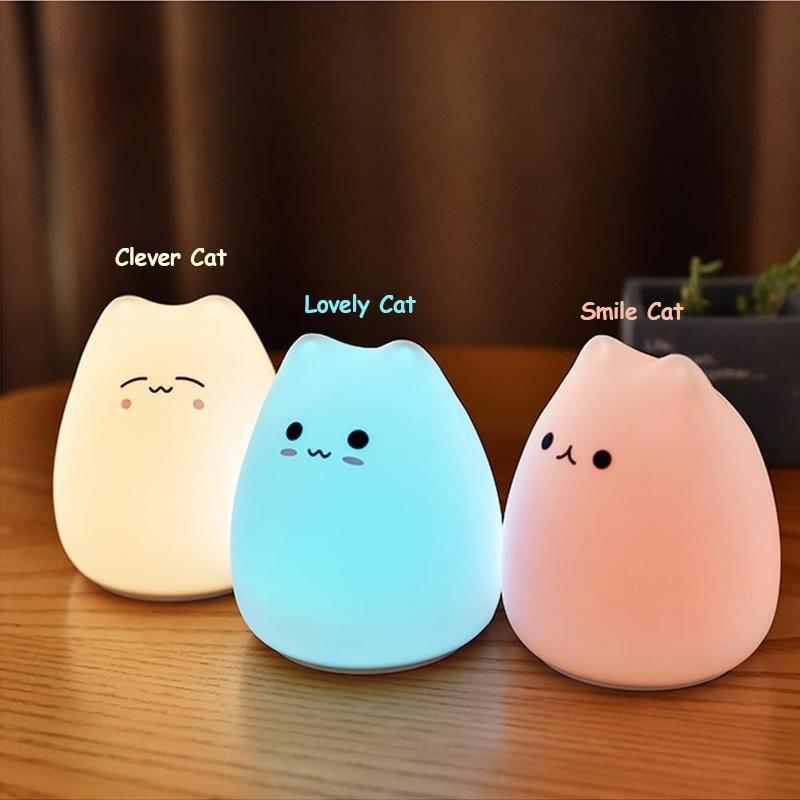 BowLift | Cute Silicone Cat Lamp Touch-Control Kids Bedside Lights
