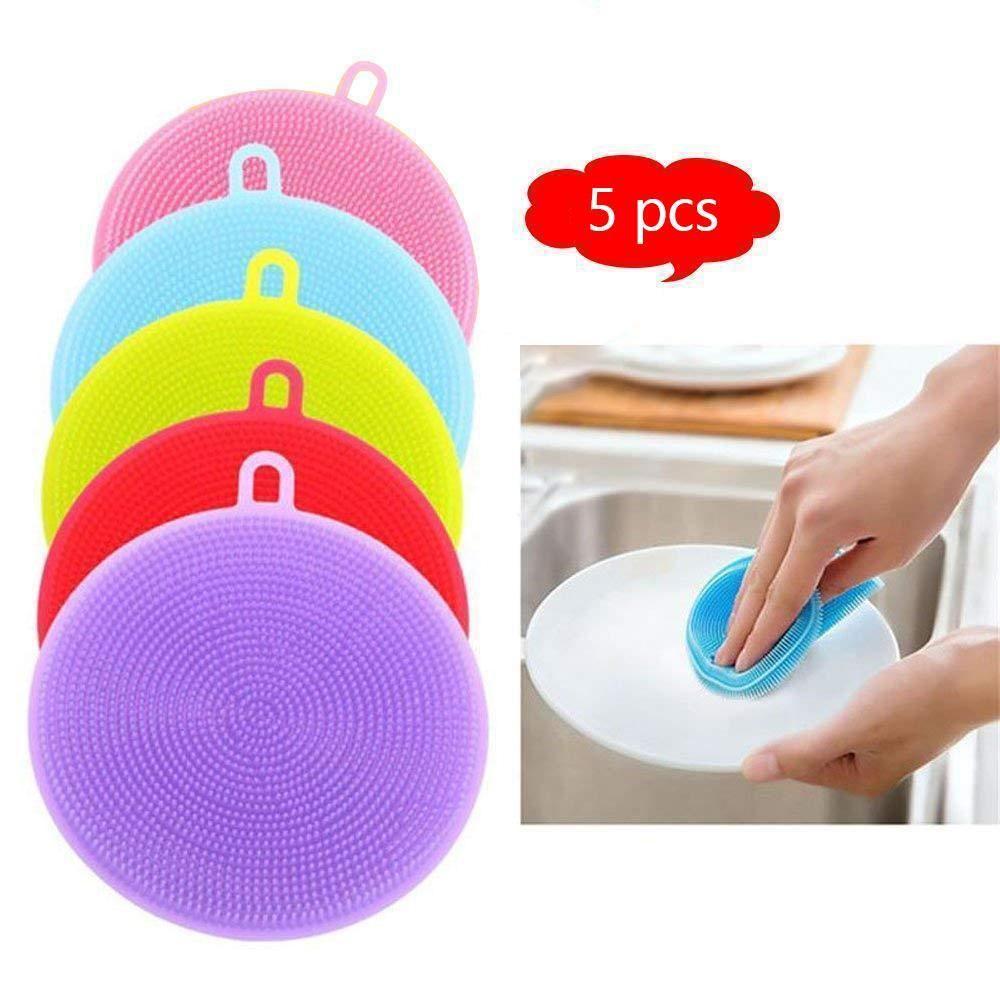 BowLift | Food Grade Multi-Function Antibacterial Silicone Scrubber Sponge Cleaning Brush Kitchen , 5pcs