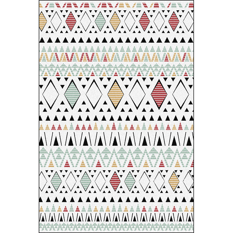 BowLift | American Southwest Rug with White Geometric Diamond Pattern Rug Polyester Non-Slip Rug for Home Decor