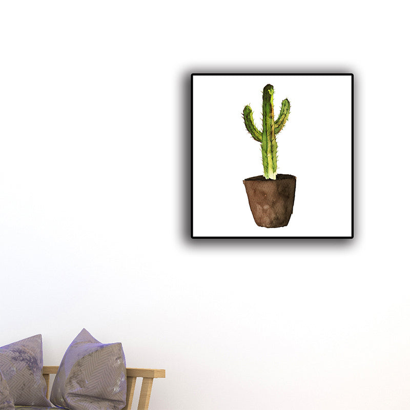 BowLift | Green Pot Cactus Wall Art Decor Plant Tropical Texture Canvas Print for Home