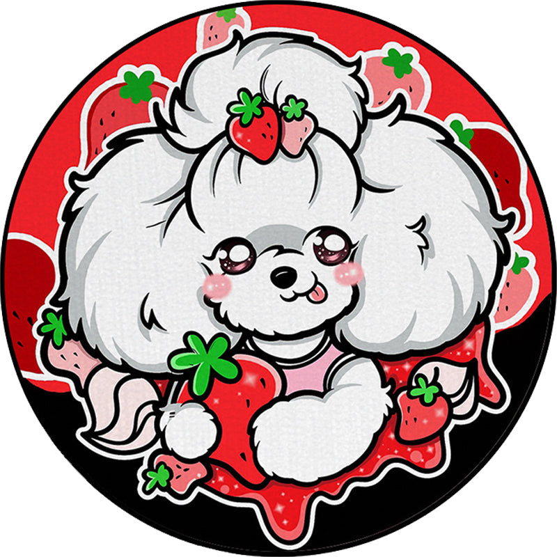 BowLift | Children's Room Rug in Purple and Red Animal Dog Star Strawberry Print Rug Polyester Non-Slip Area Rug