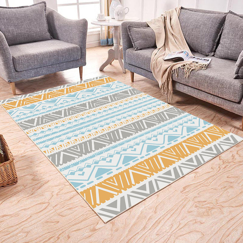 BowLift | Brown and White Bedroom Rug Southwest Geometric Diamond Stripe Pattern Rug Polyester Pet-Friendly Rug