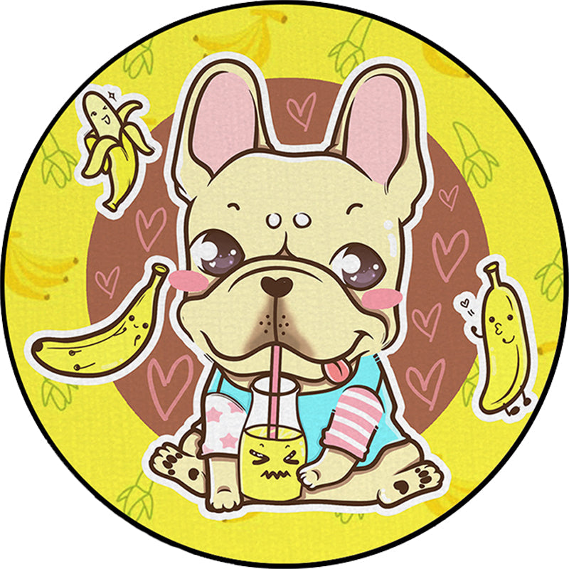 BowLift | Beautiful children's carpet in pink and yellow animal dog banana balloon pattern carpet polyester washable carpet for the children's room