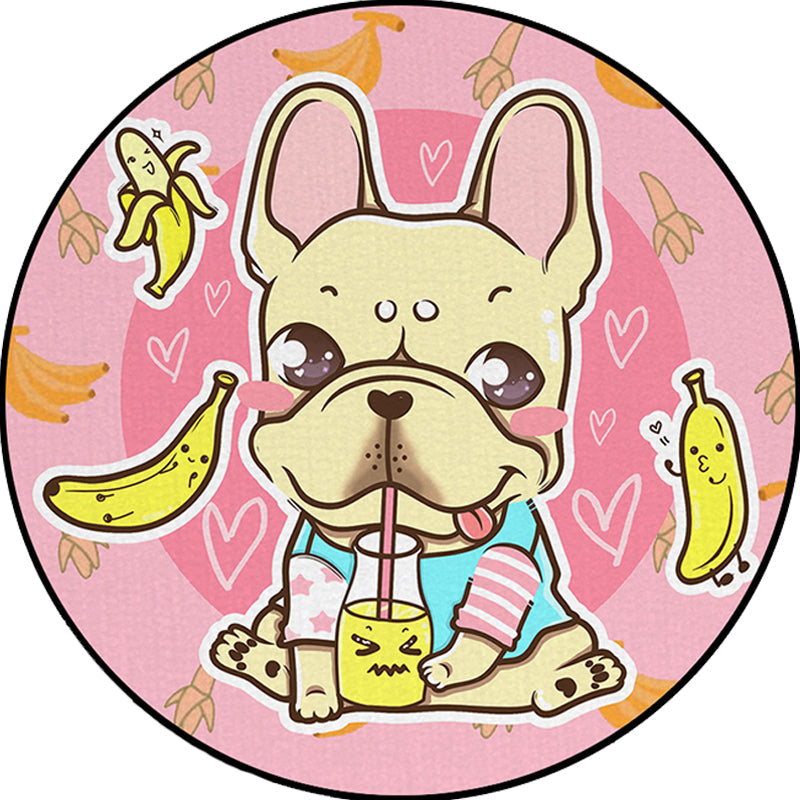 BowLift | Beautiful children's carpet in pink and yellow animal dog banana balloon pattern carpet polyester washable carpet for the children's room
