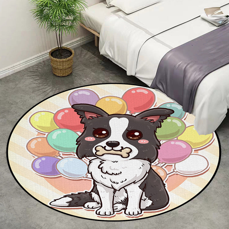 BowLift | Beautiful children's carpet in pink and yellow animal dog banana balloon pattern carpet polyester washable carpet for the children's room