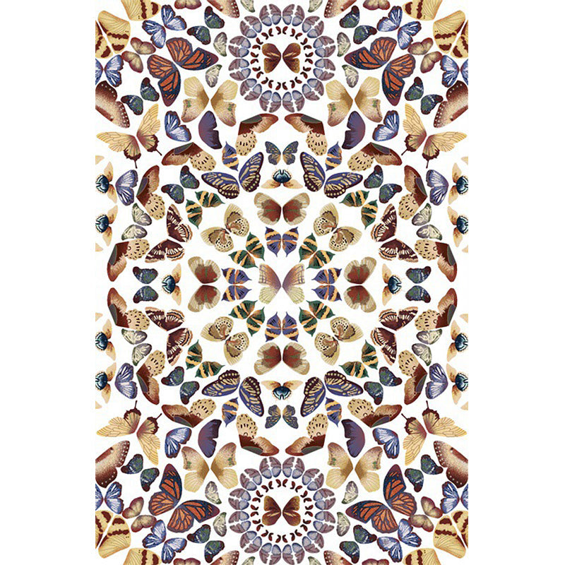 BowLift | Black and White Vintage Carpet Polyester Butterfly Pattern Carpet Washable Non-Slip Back Carpet for Living Room