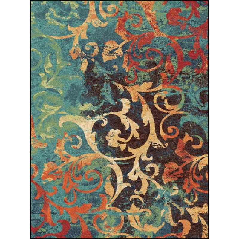 BowLift | Classic paisley pattern rug Green and Orange Polyester rug Machine washable Non-slip carpet for the bedroom