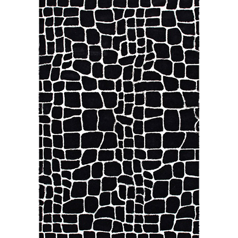 BowLift | Black and White Contemporary Rug Polyester Crocodile Pattern Rug Washable Non-Slip Backing Carpet for Living Room