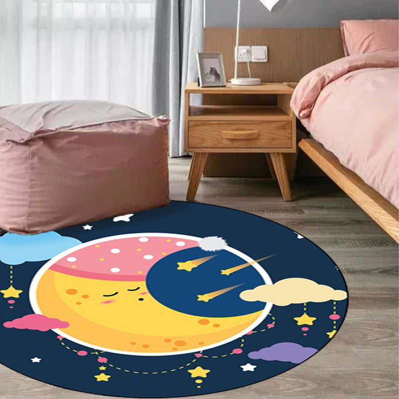 BowLift | Blue Children's Room Carpet Children's Fairy Tale Moon Stars Pattern Carpet Polyester
Non-Slip Back Carpet