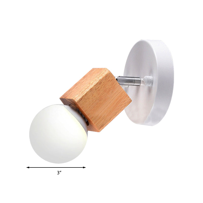BowLift | Black/White 1 Head Wall Lamp Sconces Industrial Style Wooden Square Wall Mount Light with Circular Wall Plate