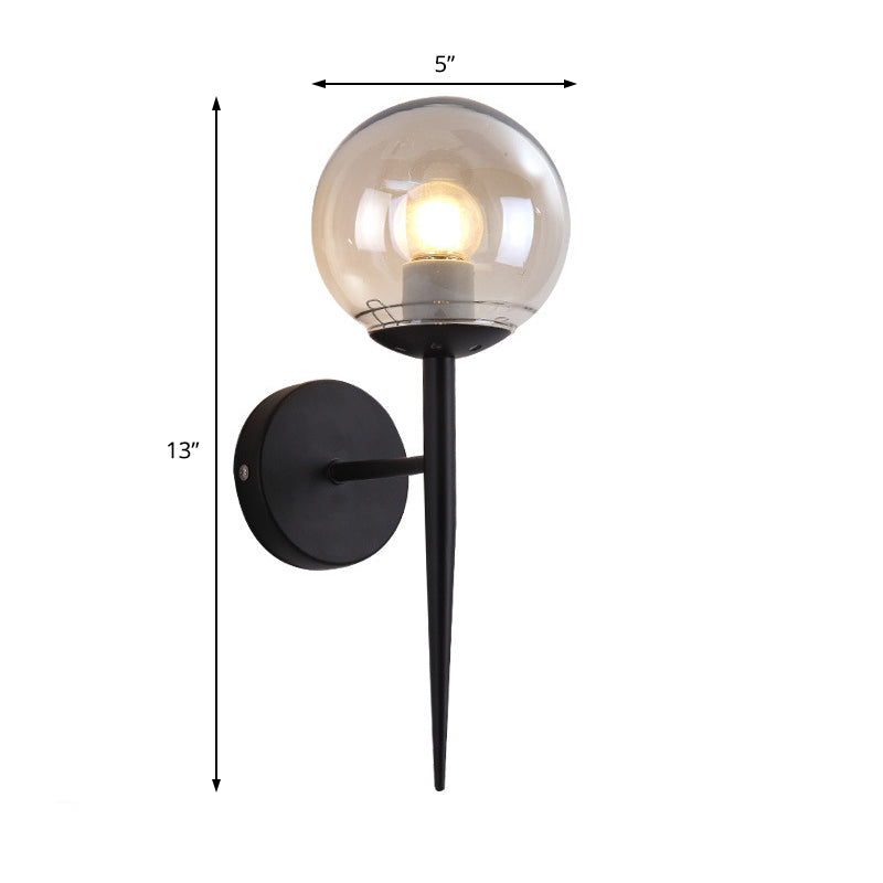 BowLift | Black/Yellow Round Wall Lighting Modern Clear Glass 1 Light Bedroom Wall Lamp Light