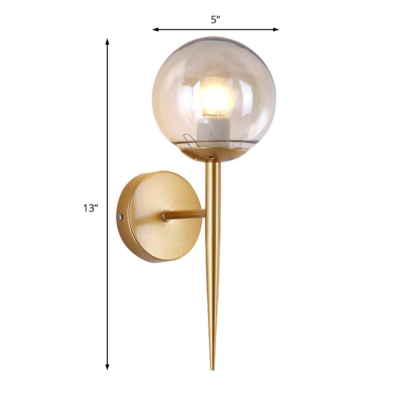 BowLift | Clear Glass Globe Wall Light Modern 1 Light Living Room Lighting Fixture in Gold