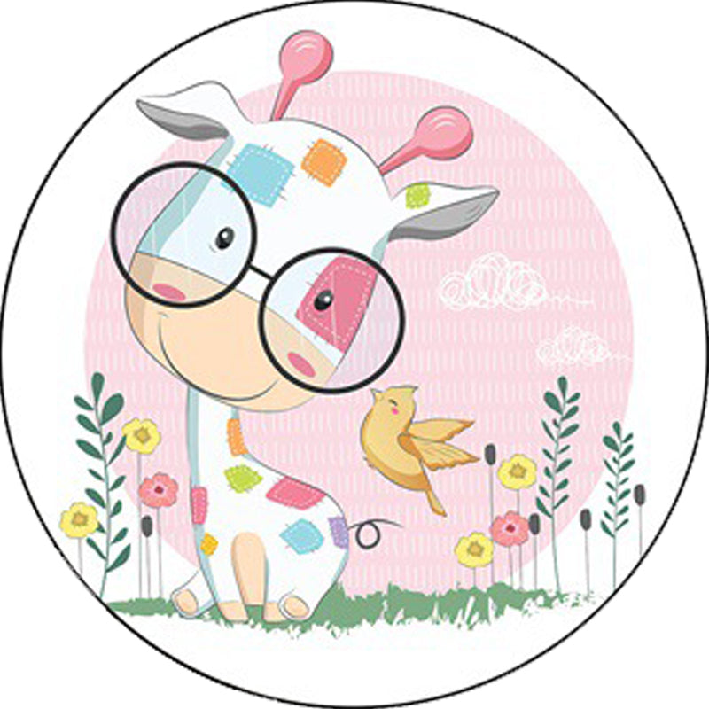 BowLift | Blue and Pink Children's Room Carpet Child Animal Horse Rabbit Pattern Carpet Polyester Non-Slip Back Carpet