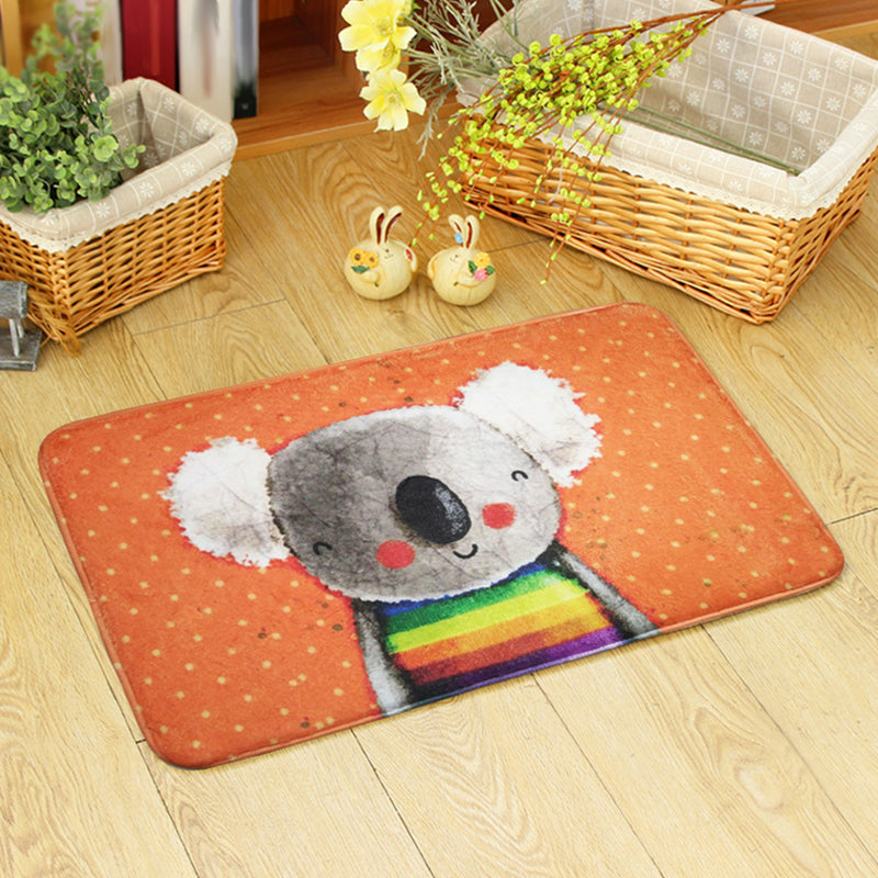 BowLift | Beautiful children's carpet in orange and green with animal bear mouse pattern carpet polyester non-slip carpet for the children's room