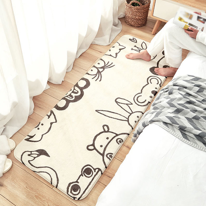 BowLift | White and Grey Children's Room Rug Animal Panda Penguin Pattern Area Rug Polyester Machine Washable Rug