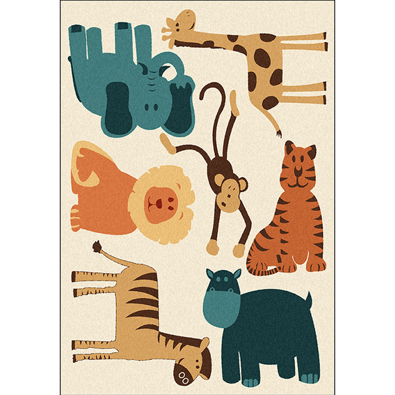 BowLift | Children's room carpet in yellow animal elephant tiger lion print carpet polyester pet-friendly carpet
