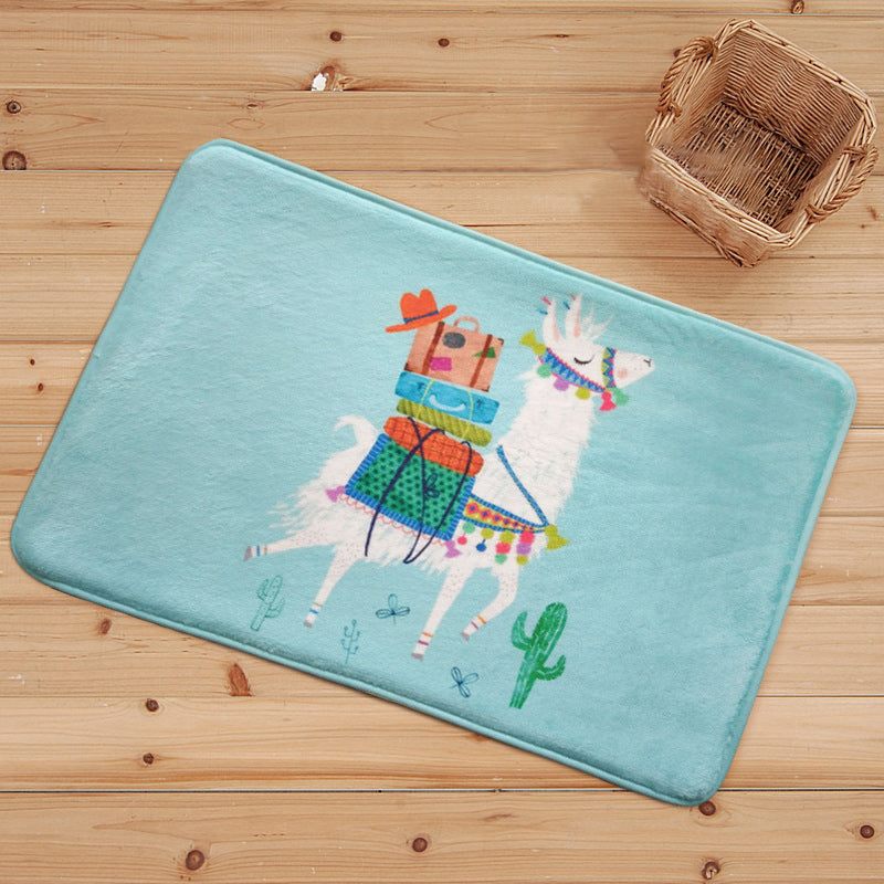 BowLift | Blue and Black Children's Room Rug Animal Alpaca Pattern Carpet Polyester Stain Resistant Rug