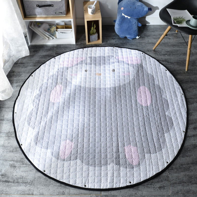BowLift | Children's Bedroom Rug in Pink and Gray Animal Unicorn Rabbit Sheep Print Rug Polyester Machine Washable Rug