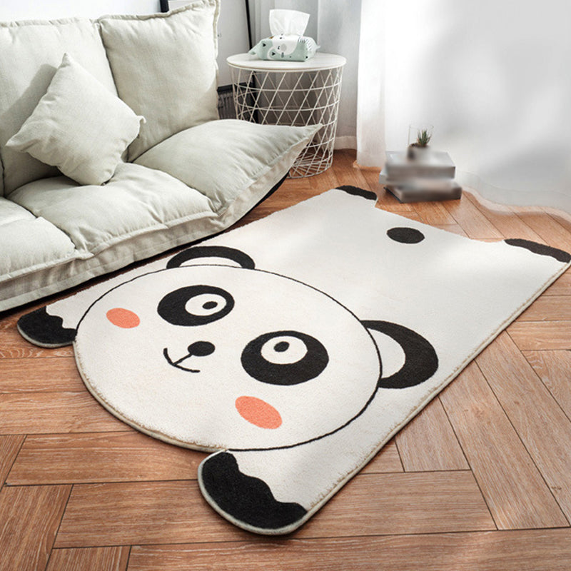 BowLift | Unique Children Irregular Rug in White and Pink Animal Lion Panda Pattern Rug Polyester Non-Slip Carpet for Children's Room