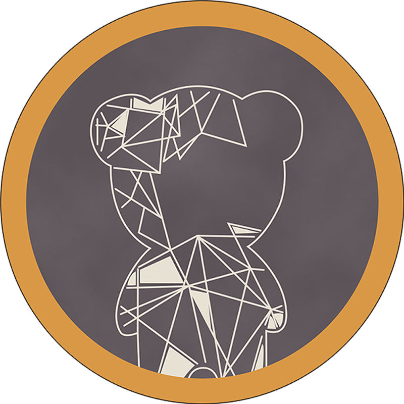 BowLift | Beautiful children's carpet in gray and brown animal bear geometric pattern carpet polyester stain-resistant carpet for the children's room