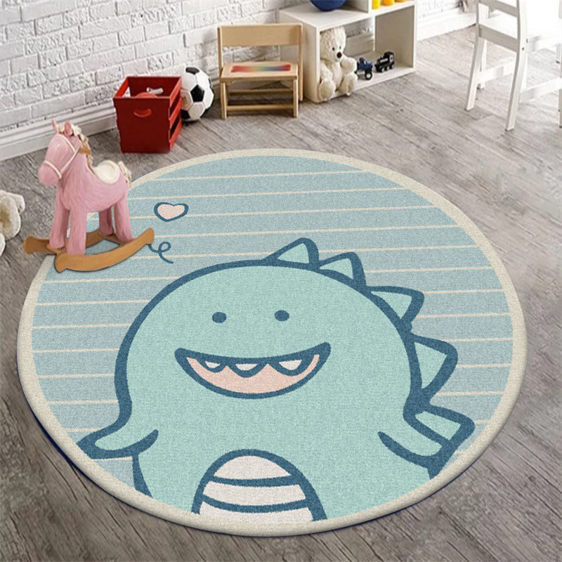 BowLift | Unique Kids Carpet in Green Animal Dinosaur Stripe Heart Pattern Rug Polyester Non-Slip Carpet for Children's Room