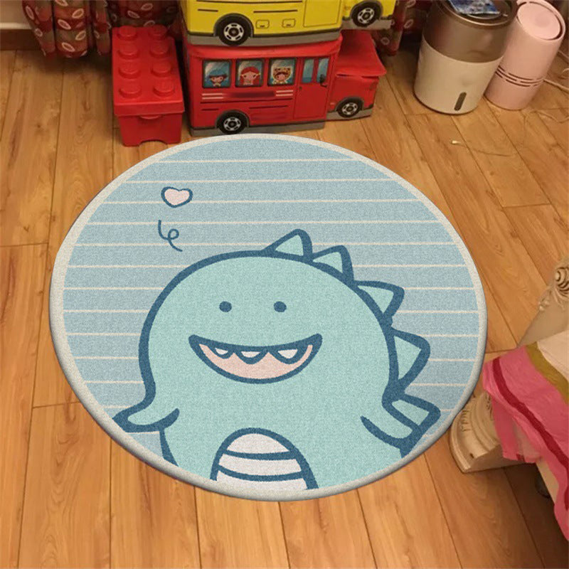 BowLift | Unique Kids Carpet in Green Animal Dinosaur Stripe Heart Pattern Rug Polyester Non-Slip Carpet for Children's Room