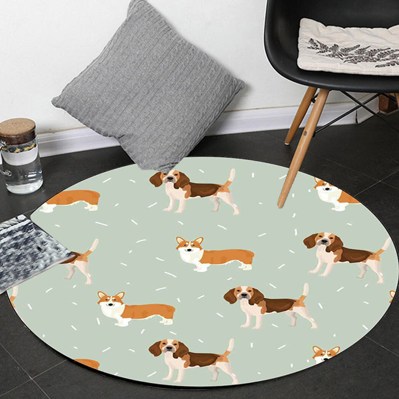 BowLift | Unique Kids Rug in White and Brown Animal Dog Food Pattern Carpet Polyester Stain Resistant Rug for Children's Room