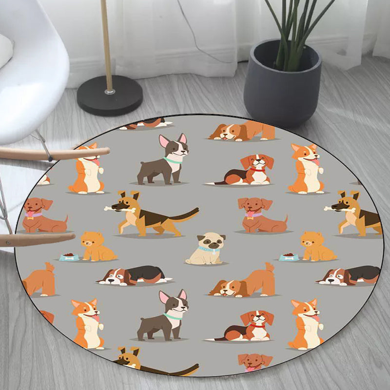 BowLift | Unique Kids Rug in White and Brown Animal Dog Food Pattern Carpet Polyester Stain Resistant Rug for Children's Room