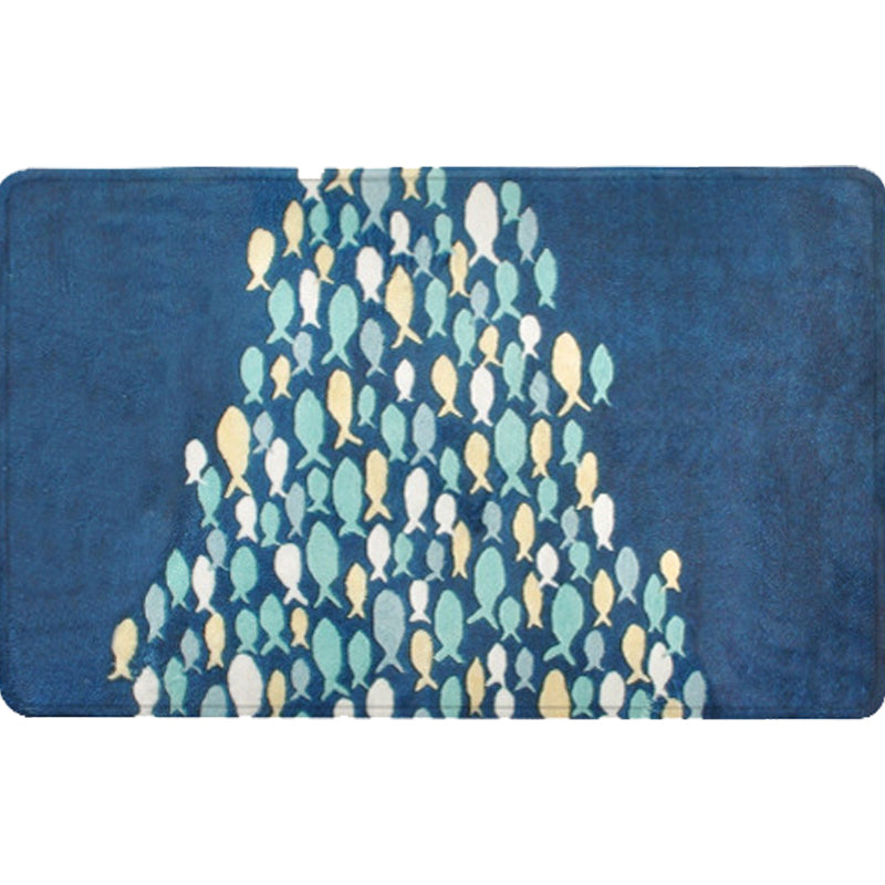 BowLift | Beautiful children's carpet in blue with animal fish pattern carpet polyester non-slip carpet for the children's room
