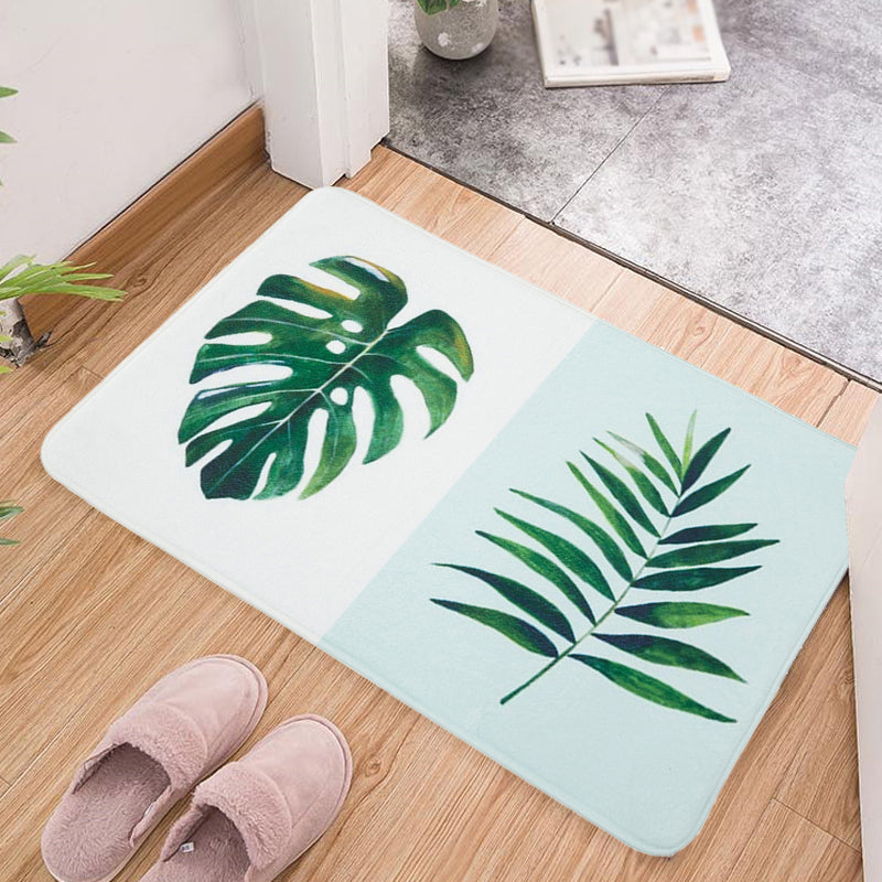 BowLift | Green and Pink Children's Room Carpet Children Botanical Leaf Potted Plants Pattern Area Rug Polyester Pet Friendly Carpet