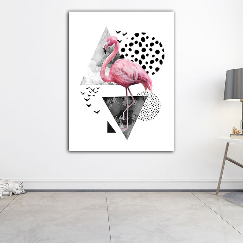 BowLift | Tropics for 80s Wrapped Canvas Flamingo and Geometry Pink Wall Art Prints, multiple sizes