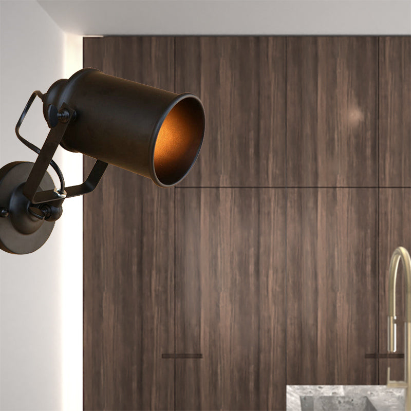 BowLift | Cylinder Metallic Wall Light Antique Style 1 Light Living Room Wall Mounted Light in Black/Rust