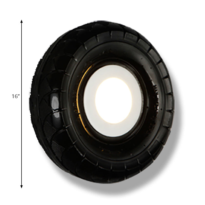 BowLift | Tyre Metallic Wall Light Farmhouse Style LED Corridor Wall Mount Lighting in Black, 10"/16" Width