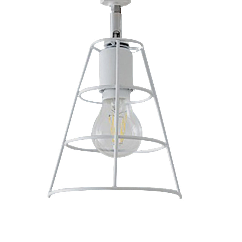 BowLift | Vintage Style Conic Cage Wall Lamp with Curved Arm 1 Light Metal Wall Lamp in Black/White