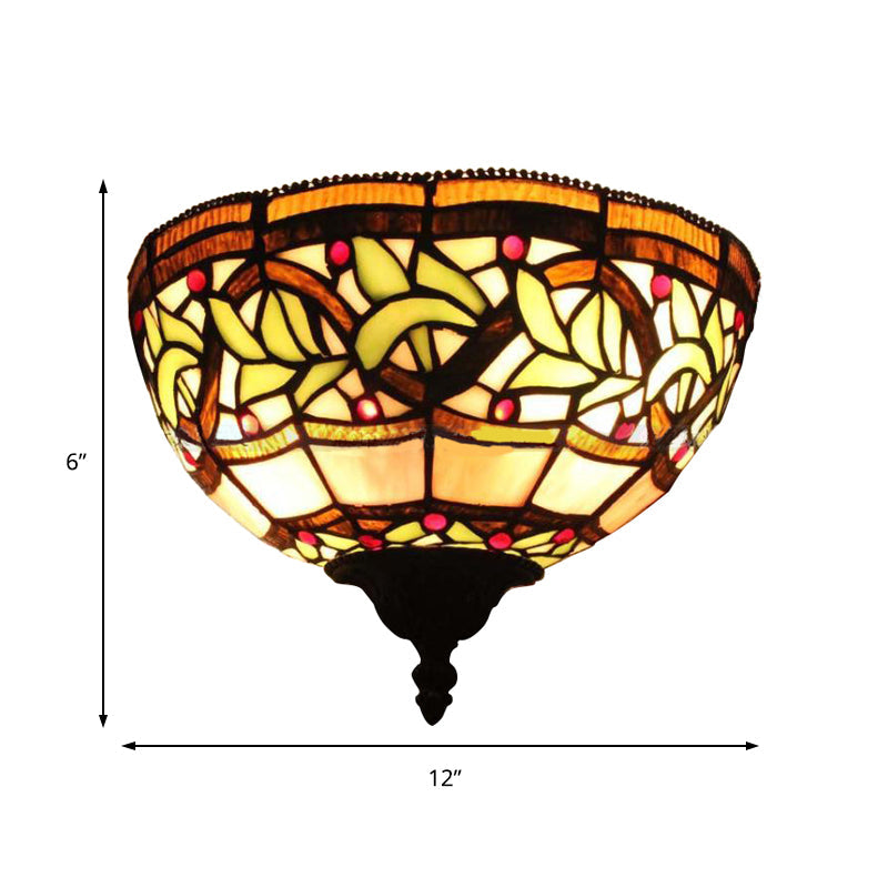 BowLift | Victorian Bowl Wall Lighting 1 Light Stained Glass Wall Lamp in Multicolor for Hallway