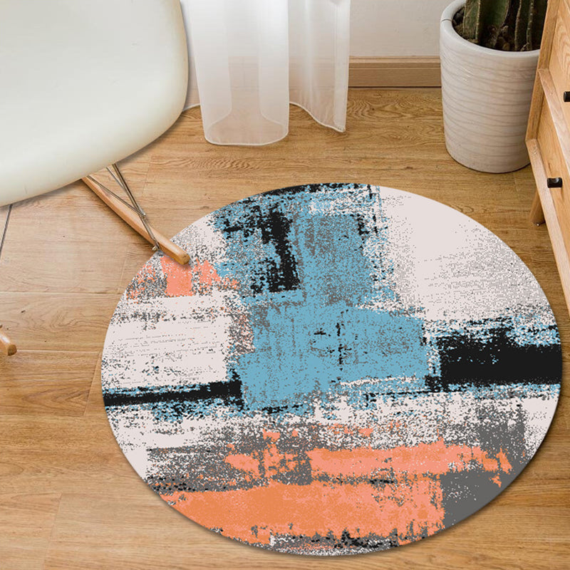 BowLift | Blue and Yellow Bedroom Rug Modern Abstract Brush Stroke Pattern Rug Polyester Pet-Friendly Rug