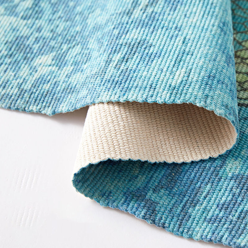 BowLift | Blue Children's Room Carpet Children's Animal Fish Pattern Carpet made of Cotton and Linen Washable Carpet with Fringes