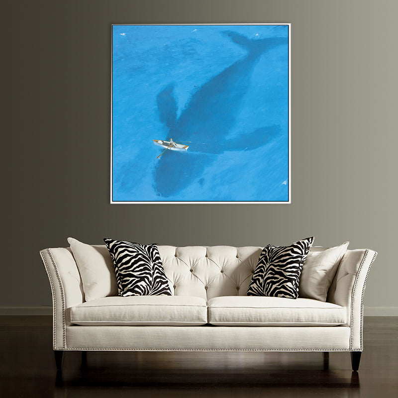 BowLift | Blue Dolphin and Boat Canvas Textured Tropical Dining Room Wall Decor, Multiple Sizes