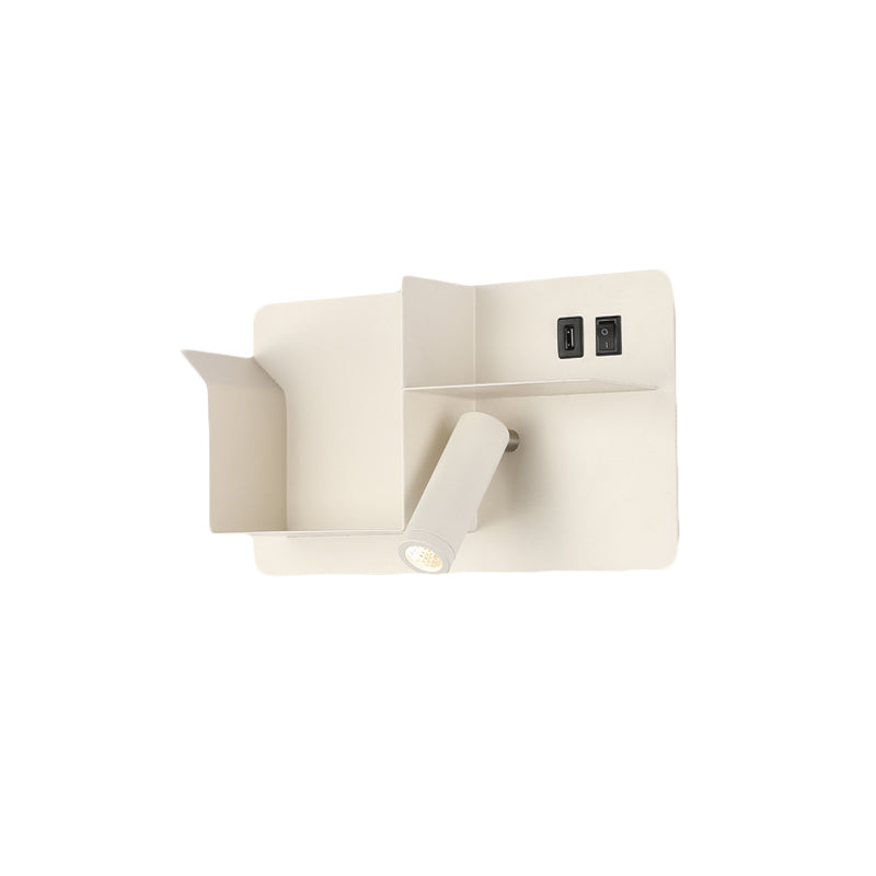 BowLift | Metallic Tube Wall Light Modernist Modernism Black/White LED Wall Light with Shelf Frame