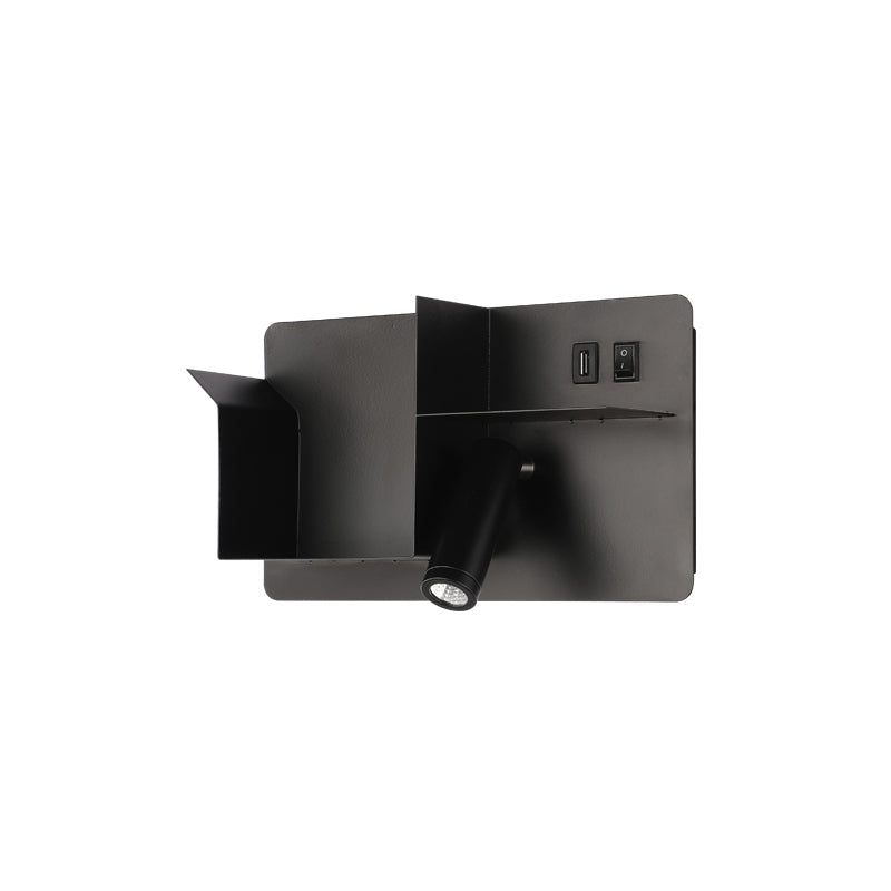 BowLift | Metallic Tube Wall Light Modernist Modernism Black/White LED Wall Light with Shelf Frame