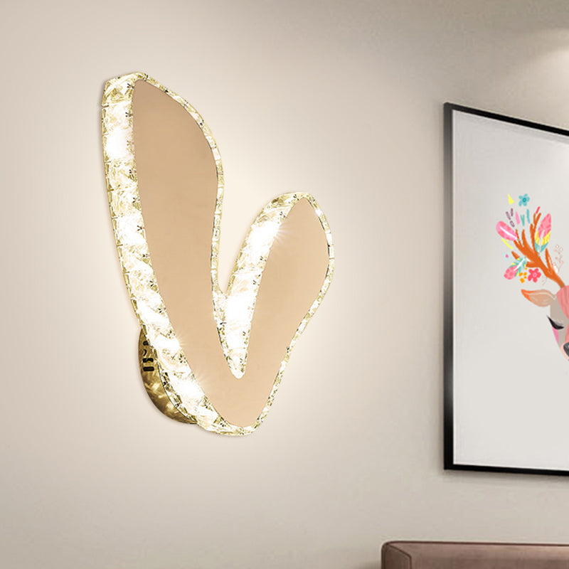 BowLift | V-Shape Sleep Room Wall-Mounted Lamp Crystal Block LED Minimalism Flush Wall Scone in Chrome, Warm/White Light
