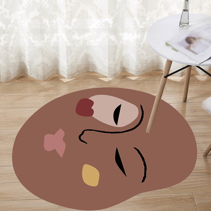 BowLift | Brown irregular bedroom rug novelty abstract painting pattern area rug polyester anti-slip mat rug
