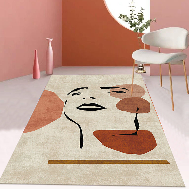 BowLift | Contemporary Figure Pattern Carpet Multicolor Polyester Carpet Washable Pet Friendly Area Rug for Bedroom