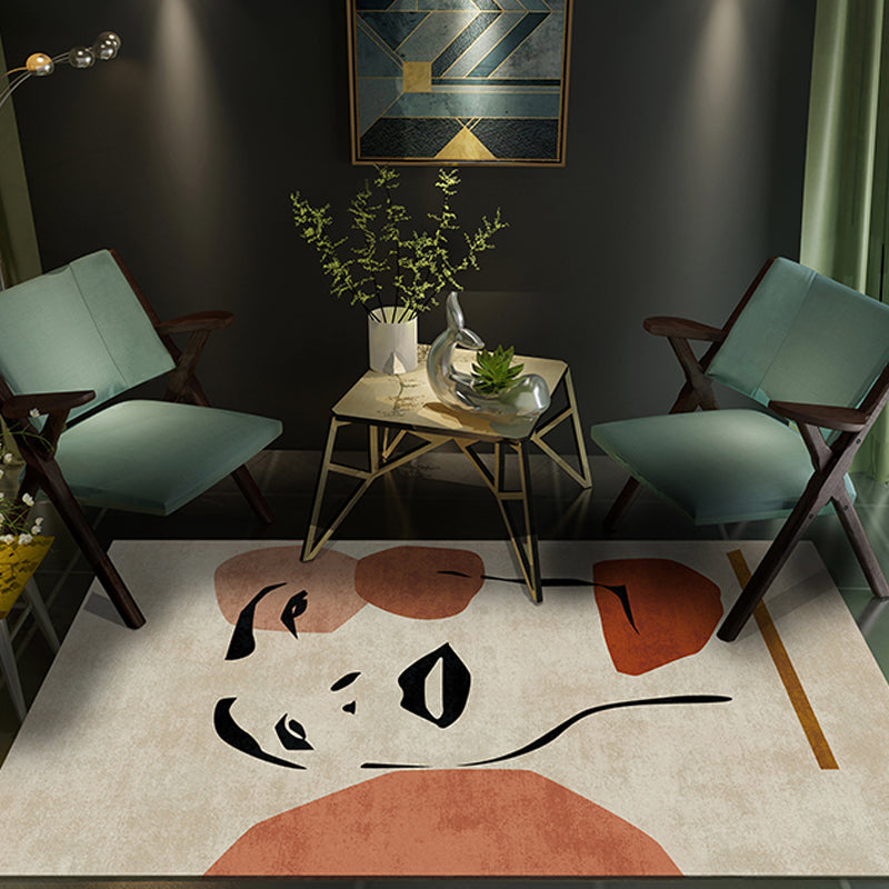 BowLift | Contemporary Figure Pattern Carpet Multicolor Polyester Carpet Washable Pet Friendly Area Rug for Bedroom